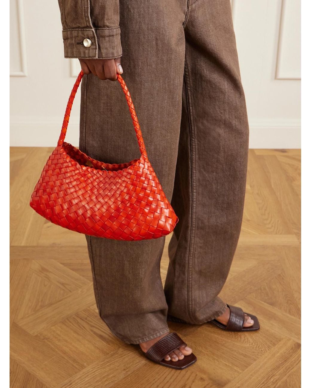 Dragon Diffusion Red Rosanna Mini Woven Leather Shoulder Bag