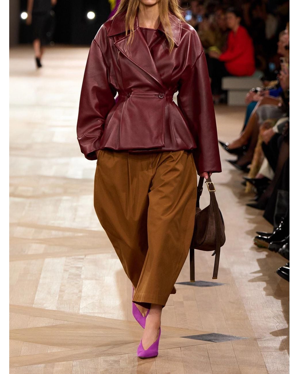 Balenciaga Red Pleated Leather Jacket