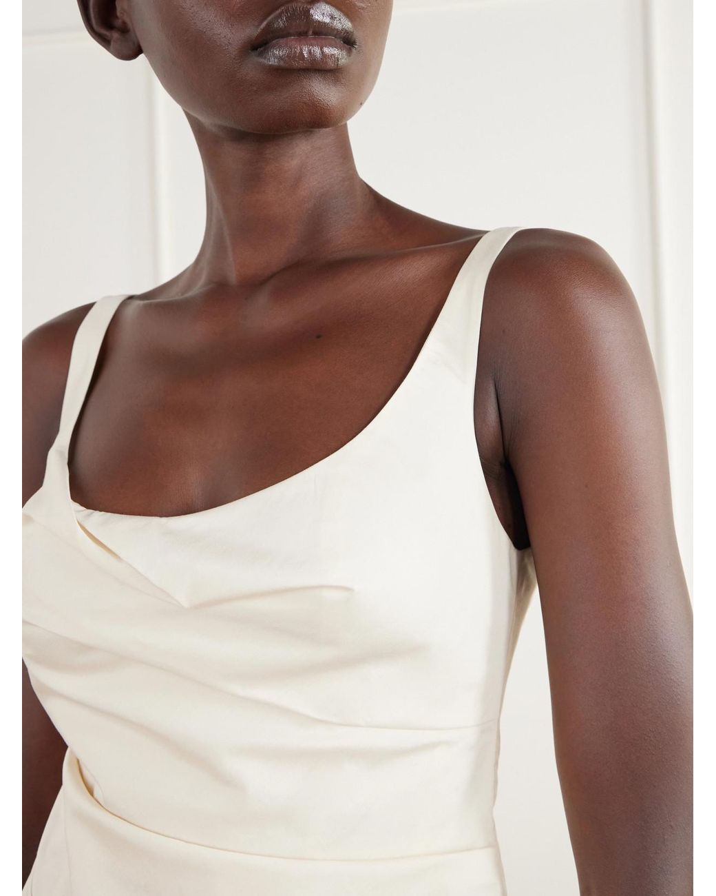St. Agni Natural Draped Tussah Silk-Blend Bustier Top