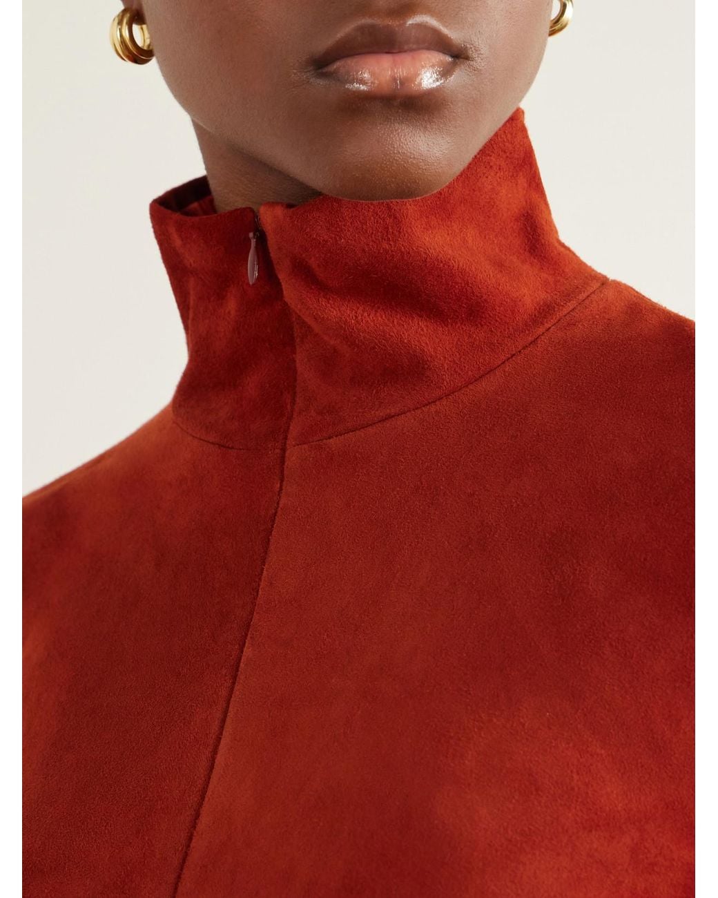Stouls Orange Selene Suede Turtleneck Shirt