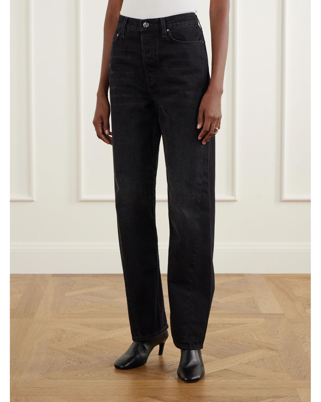 Totême  Blue Twisted Seam Mid-Rise Straight-Leg Jeans