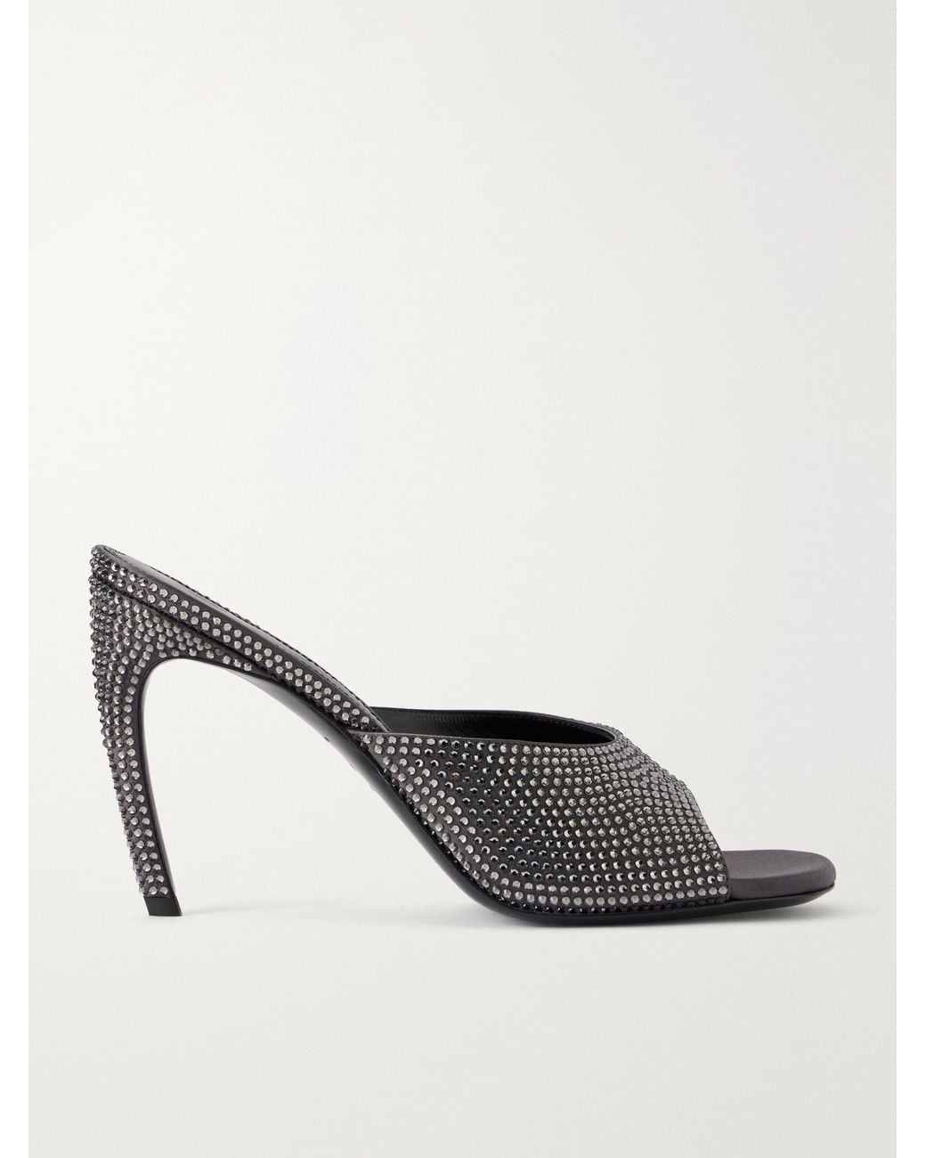 The Attico Gray Betta 95 Crystal-Embellished Satin Sandals