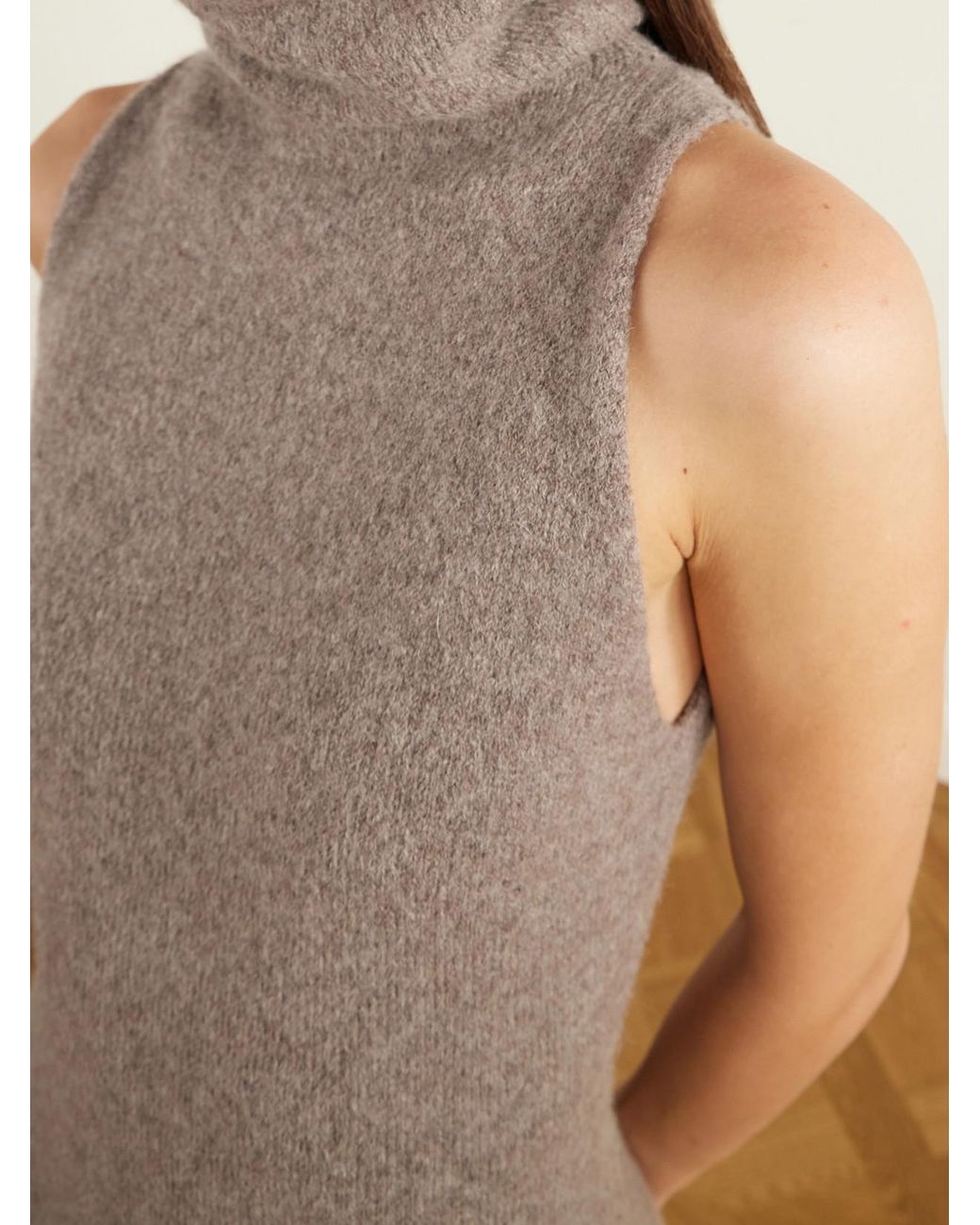 Lauren Manoogian Natural Soft Funnel Alpaca And Cashmere-Blend Midi Dress