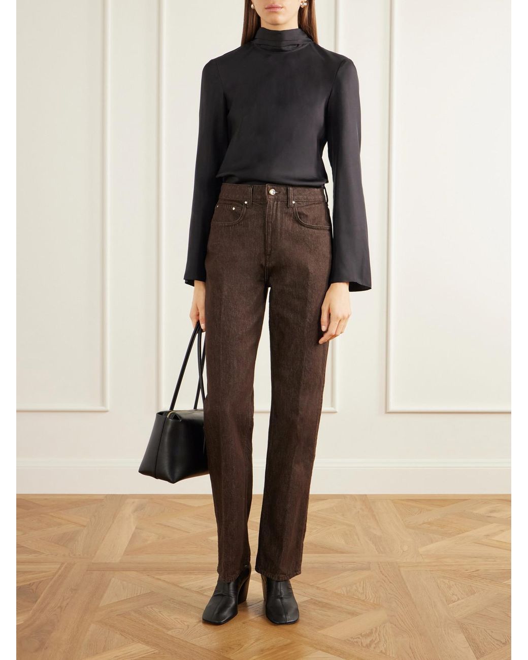 OSSOU Brown Noon Organic High-Rise Straight-Leg Jeans