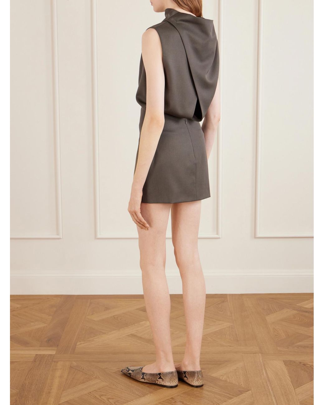 Khaite Brown Astor Wool Mini Dress