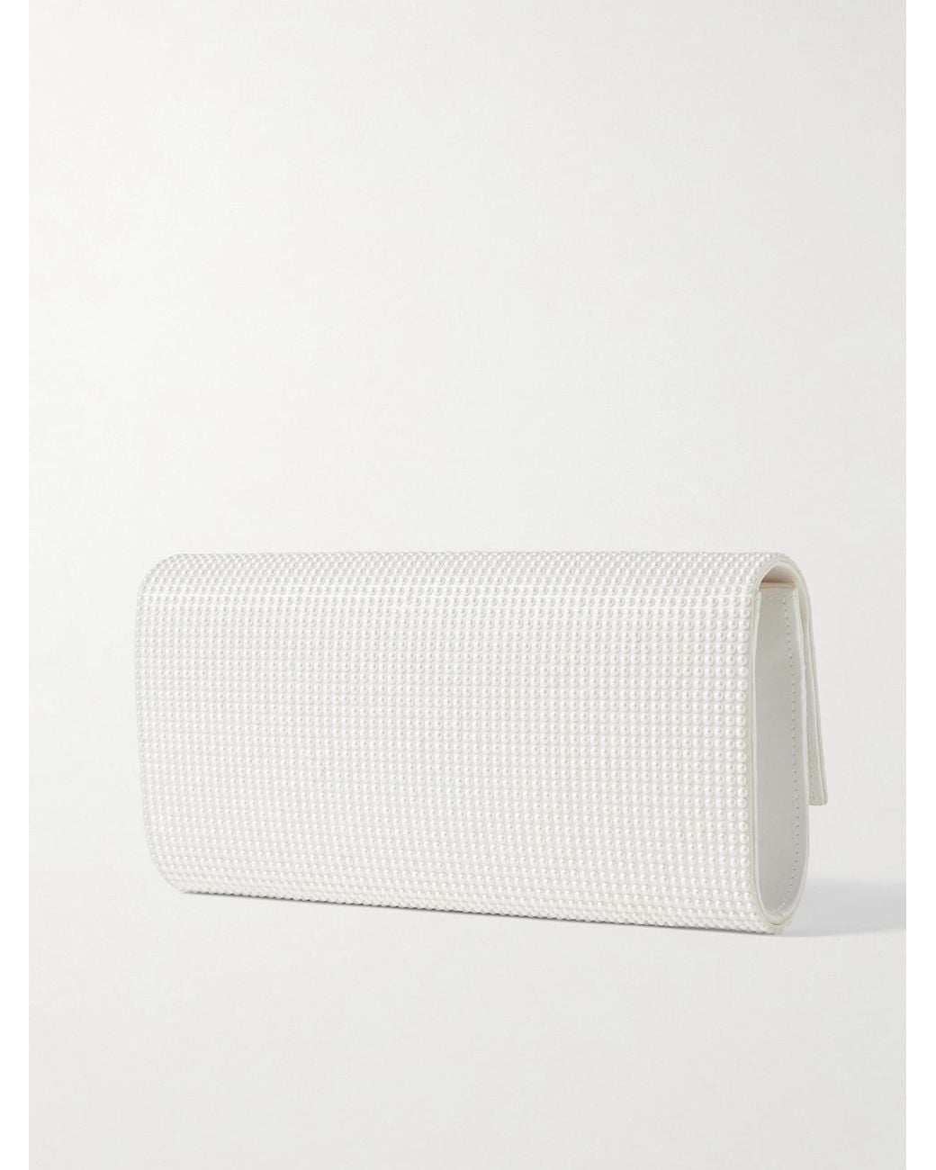 Judith Leiber Natural Perry Faux Pearl-Embellished Satin Clutch