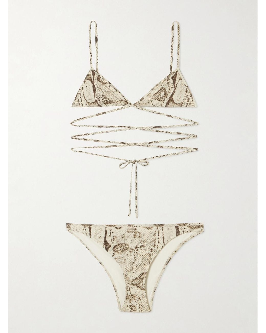 Gucci White Snake-Print Bikini