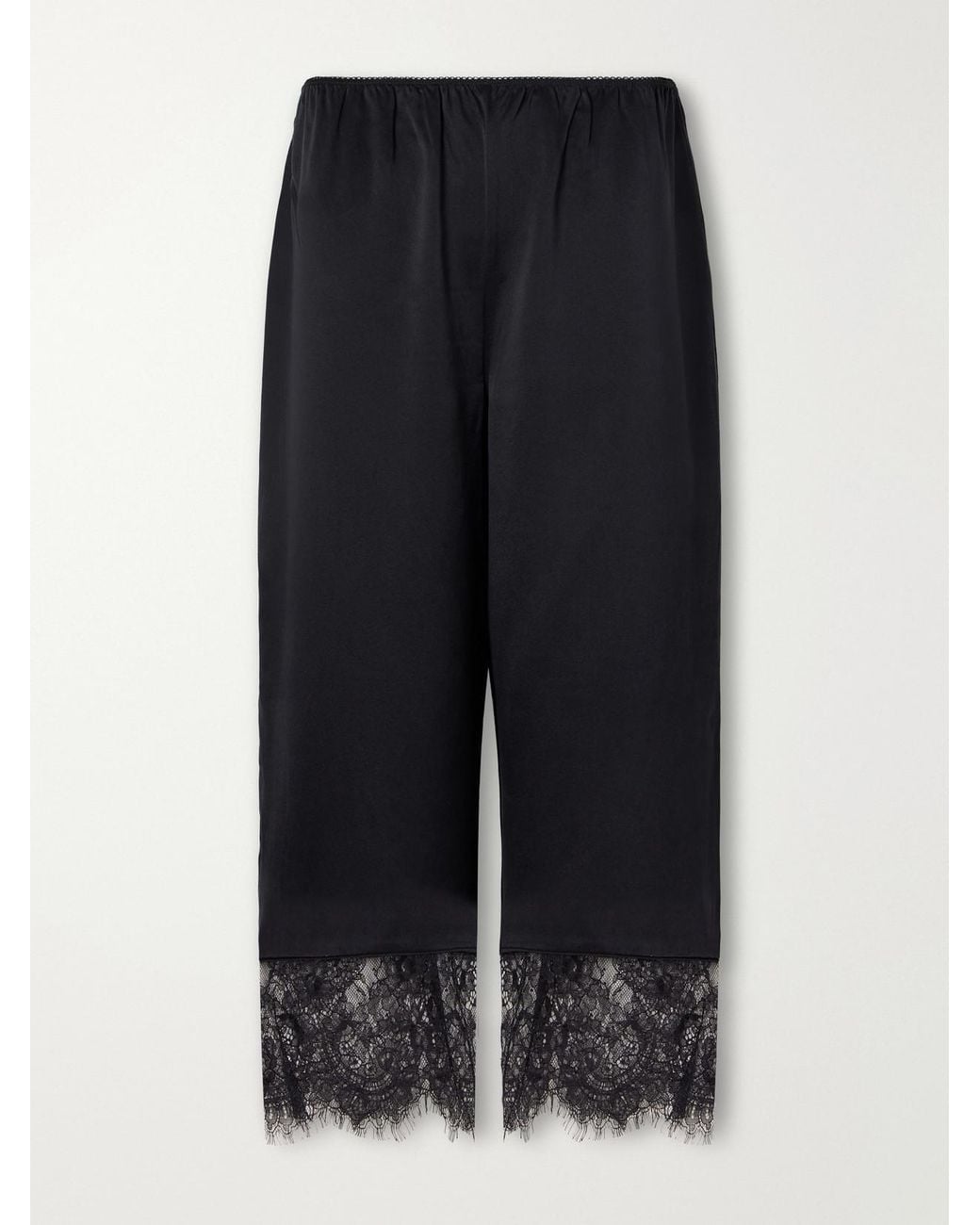 Posse Blue Blake Lace-Trimmed Silk-Satin Straight-Leg Pants