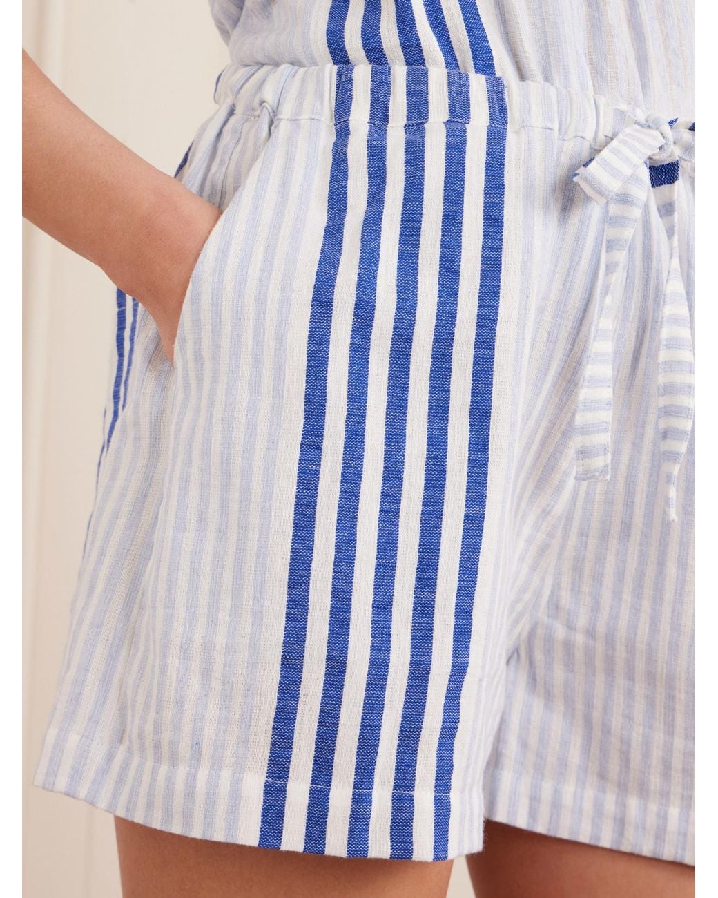 Lemlem Blue Safia Striped Cotton Shorts