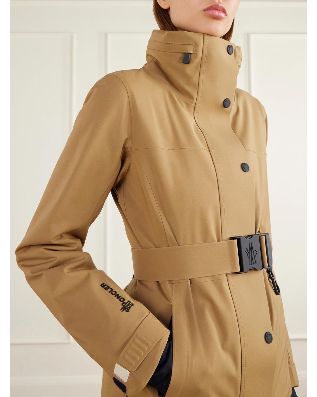 Moncler Natural Hainets Belted Shell Down Ski Jacket