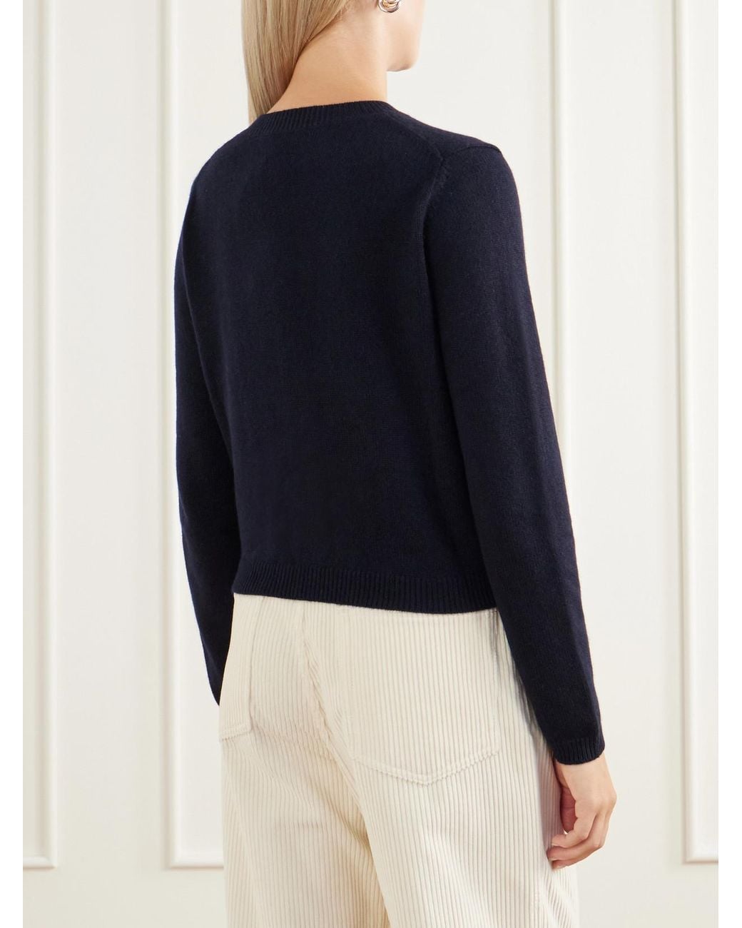 Allude Blue Cropped Cashmere Cardigan