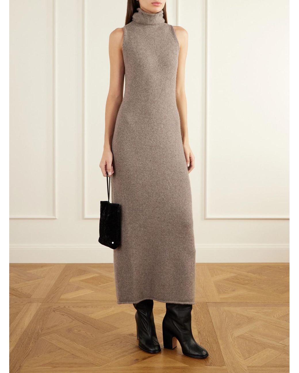 Lauren Manoogian Natural Soft Funnel Alpaca And Cashmere-Blend Midi Dress