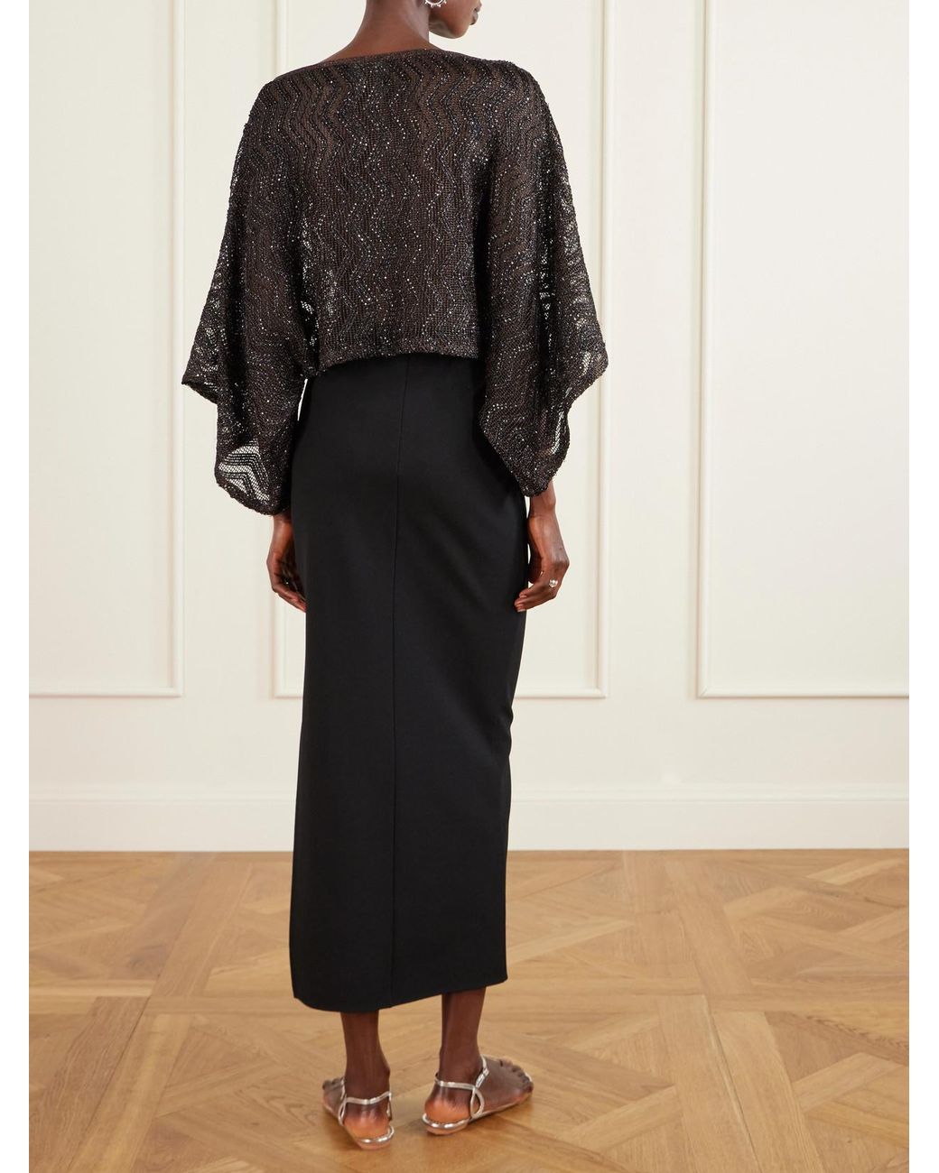 Missoni Black Mare Cropped Sequin-Embellished Crochet-Knit Top