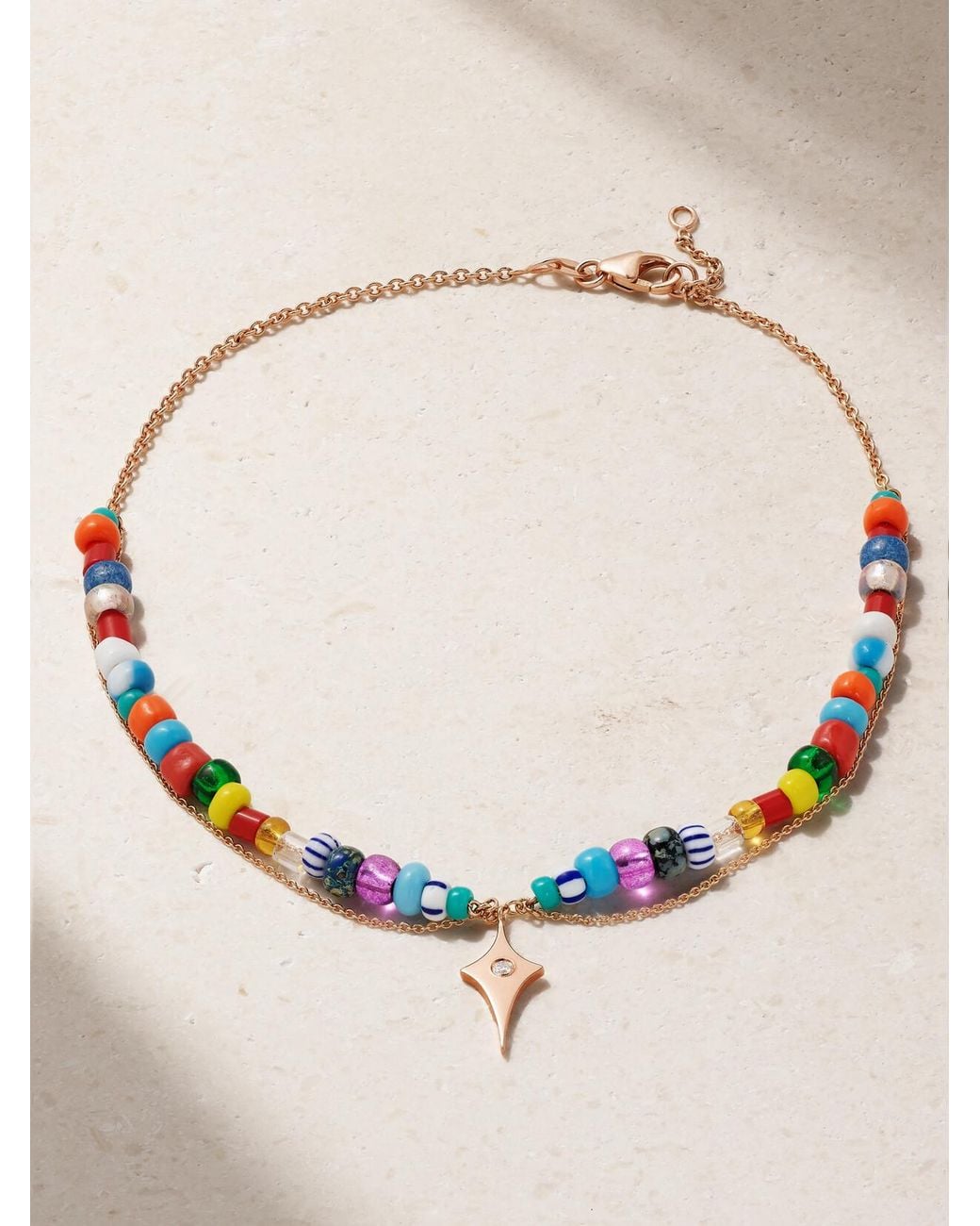 Diane Kordas Metallic 14-Karat Rose, Enamel And Diamond Anklet