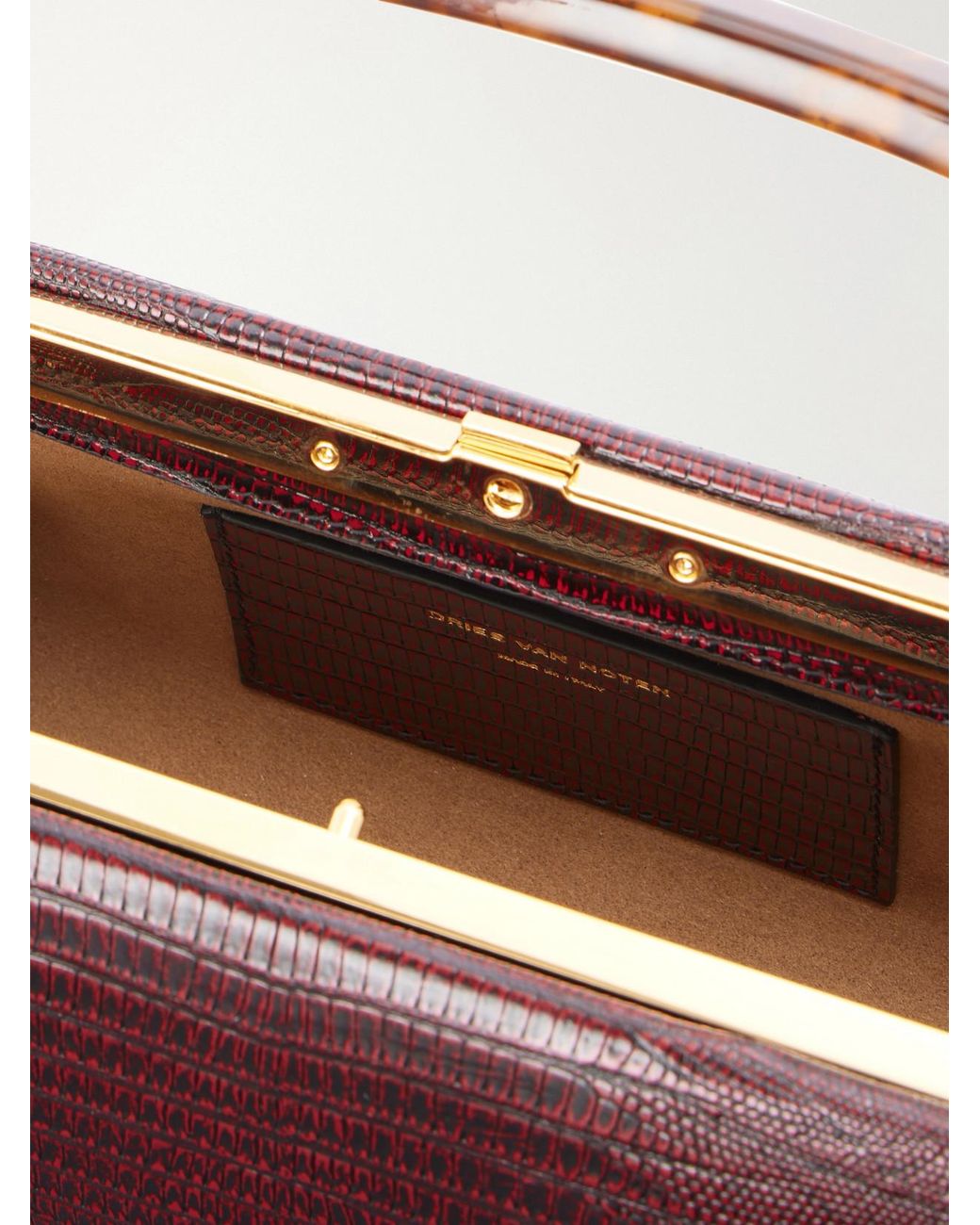 Dries Van Noten Purple Croc-Effect Leather Tote