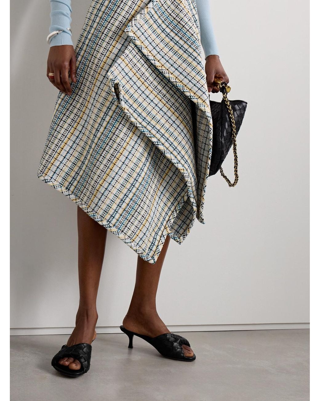Bottega Veneta Black Blink Twisted Intrecciato Leather Mules
