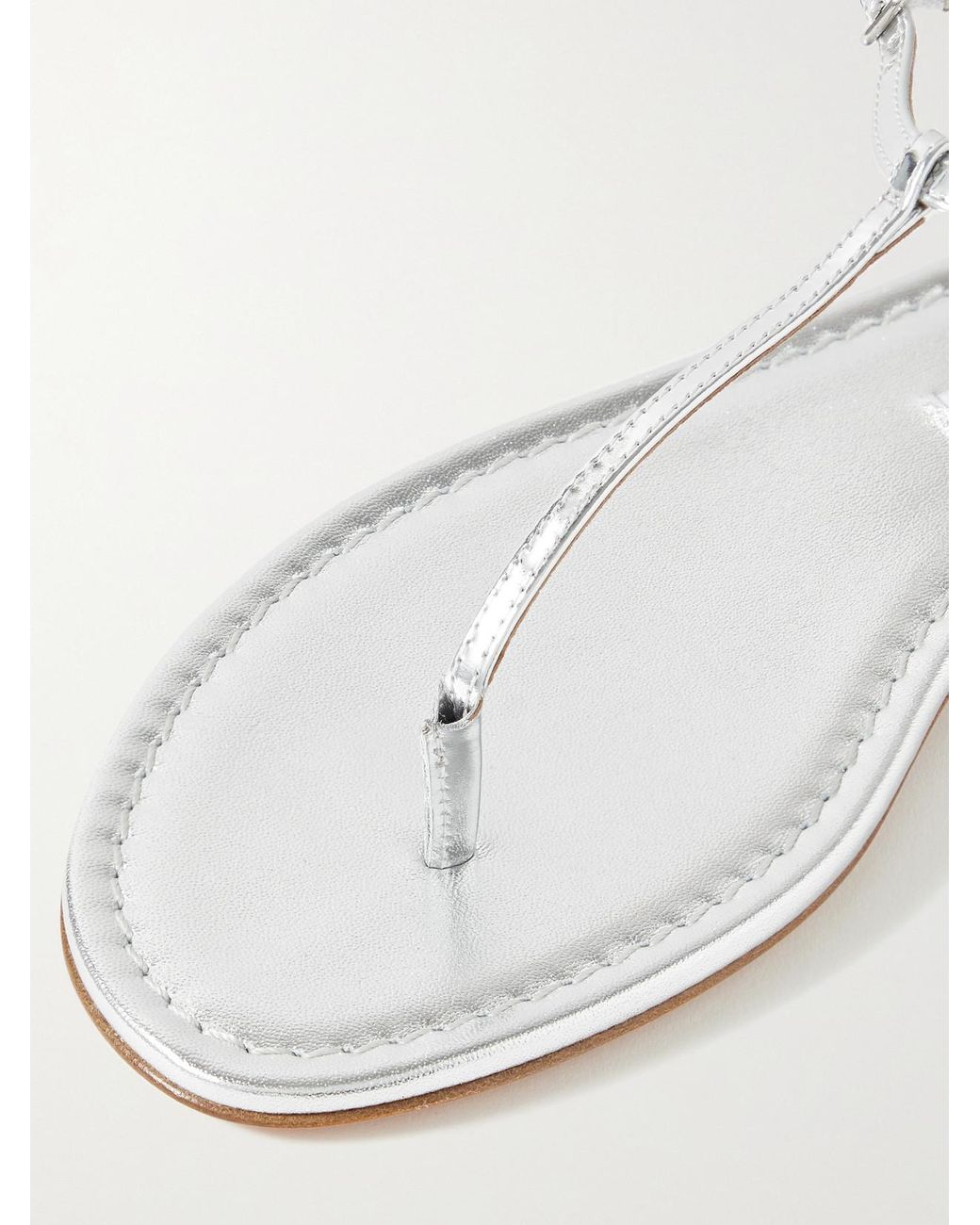 Aquazzura Natural Almost Bare Metallic Leather Sandals