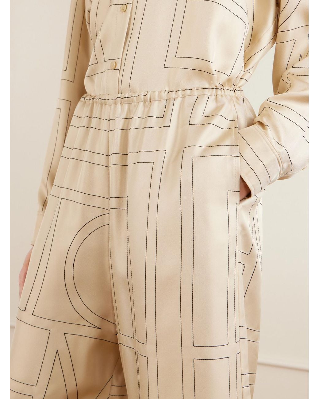 Totême  Natural Embroidered Silk Shorts