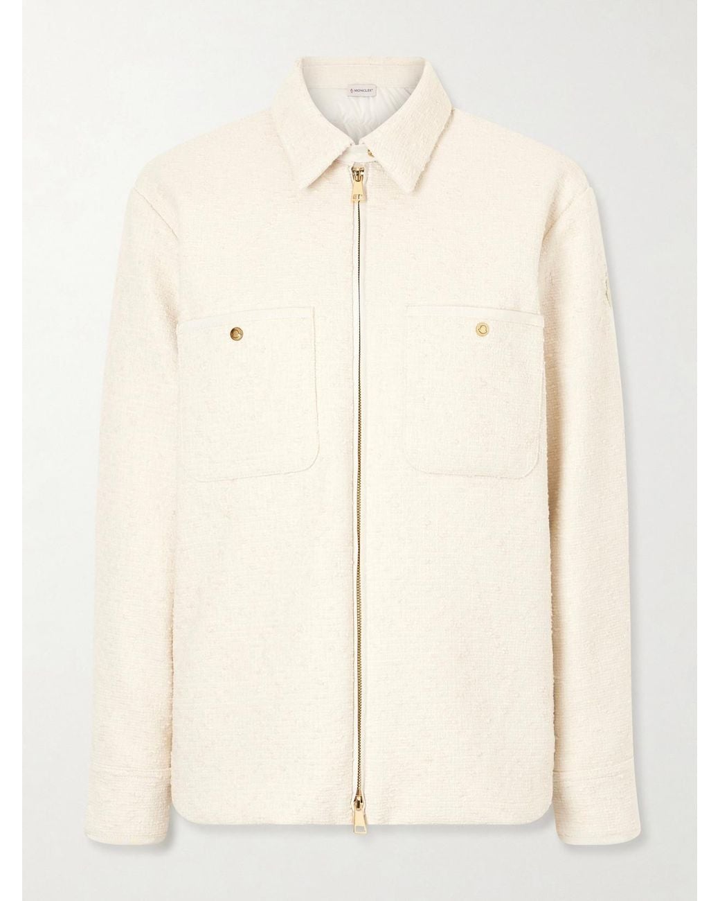 Moncler Natural Appliquéd Quilted Shell And Tweed Down Jacket