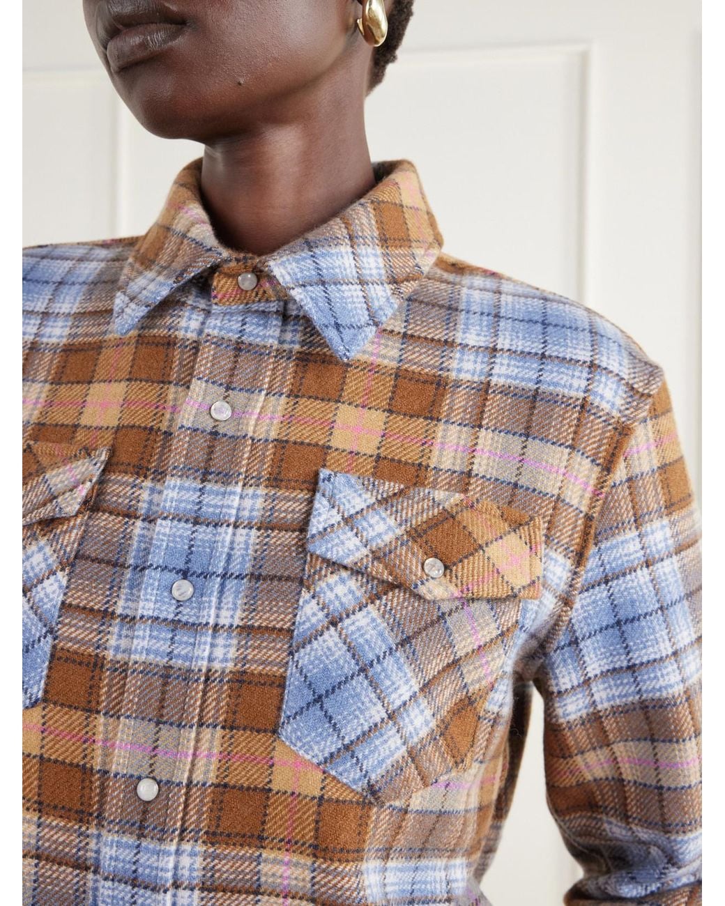 God's True Cashmere Multicolor Nomad Checked Cashmere-Twill Shirt
