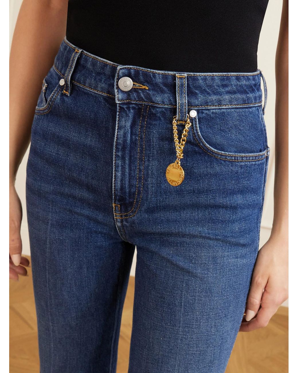 Stella McCartney Blue Mid-Rise Cropped Flared Jeans