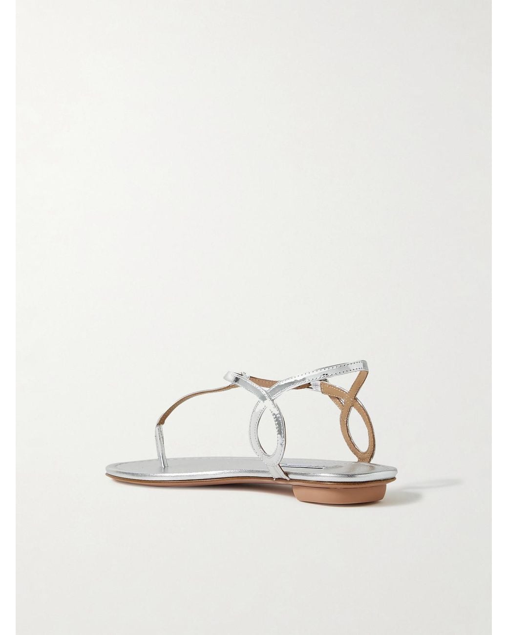 Aquazzura Natural Almost Bare Metallic Leather Sandals