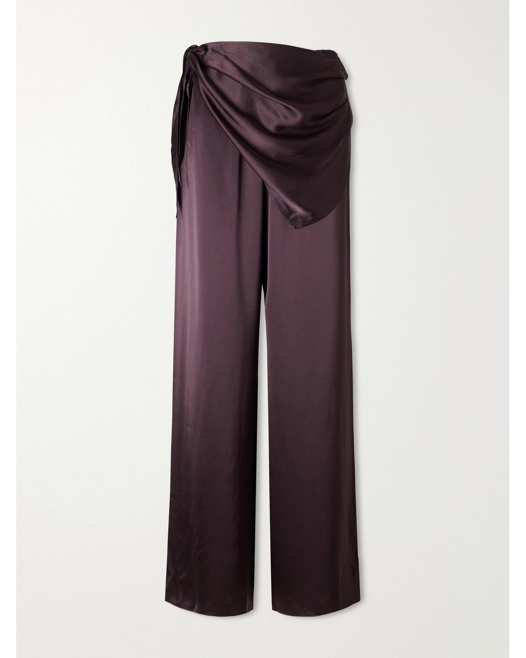 Doen Purple Lavona Scarf-Detailed Silk Pants