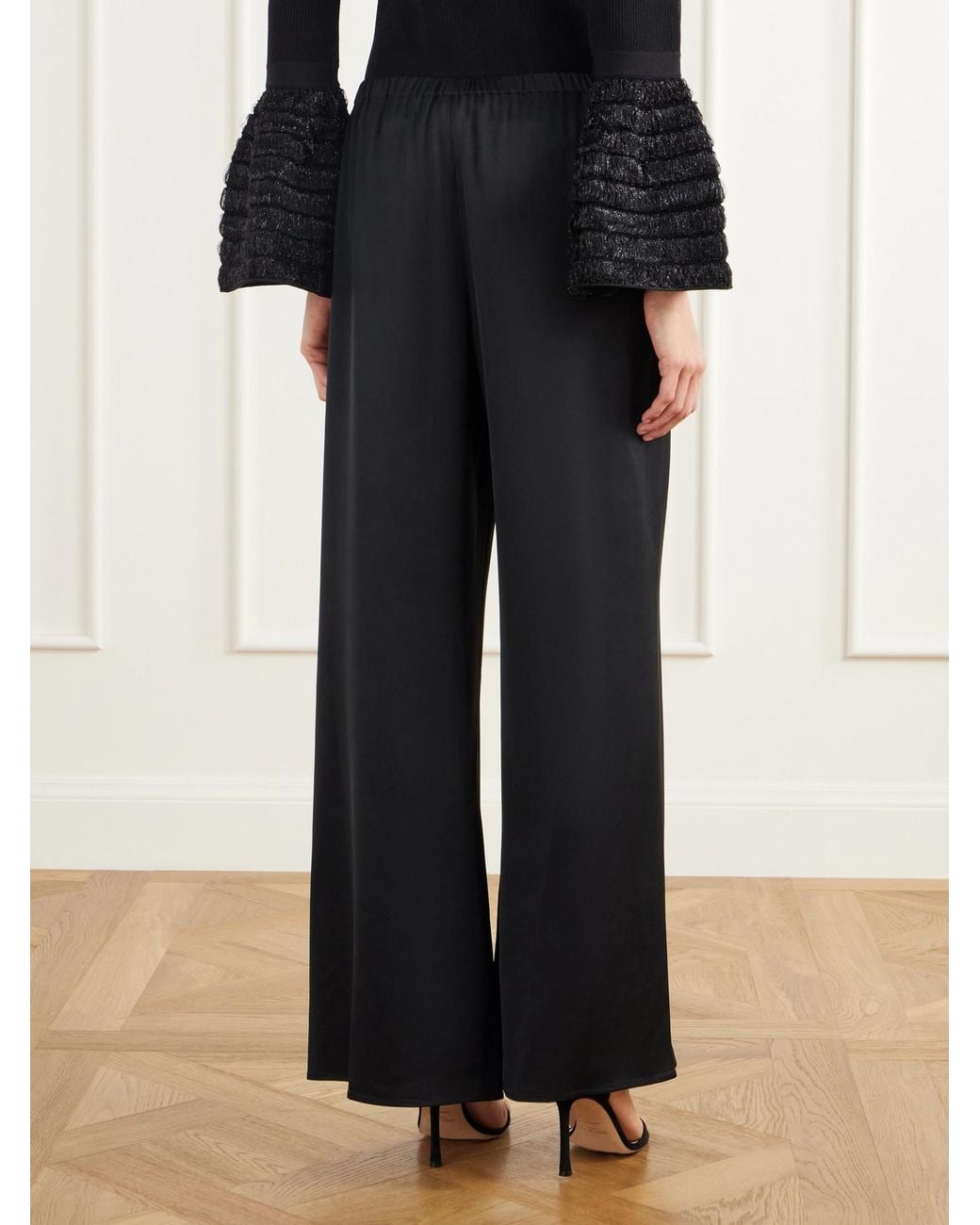 Jonathan Simkhai Blue Roni Satin Wide-Leg Pants