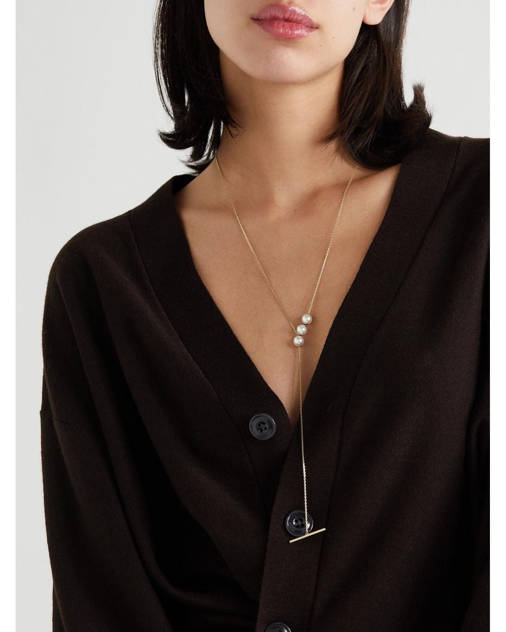 Mizuki Natural 14-Karat Pearl Necklace