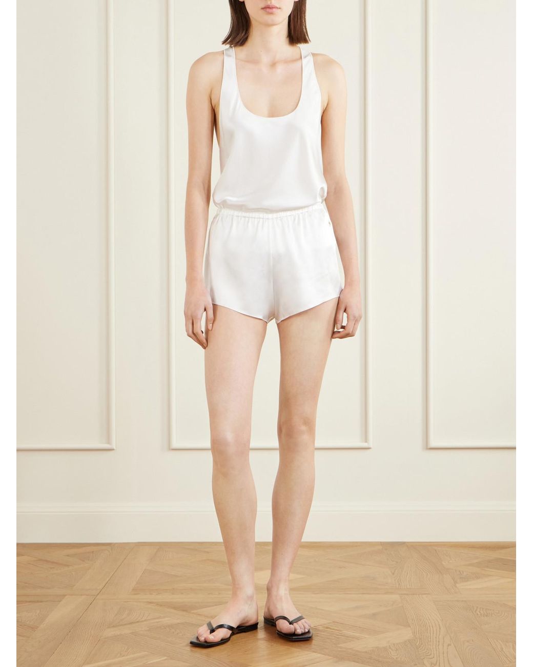 ÉTERNE White Hedi Silk-Blend Satin Tank