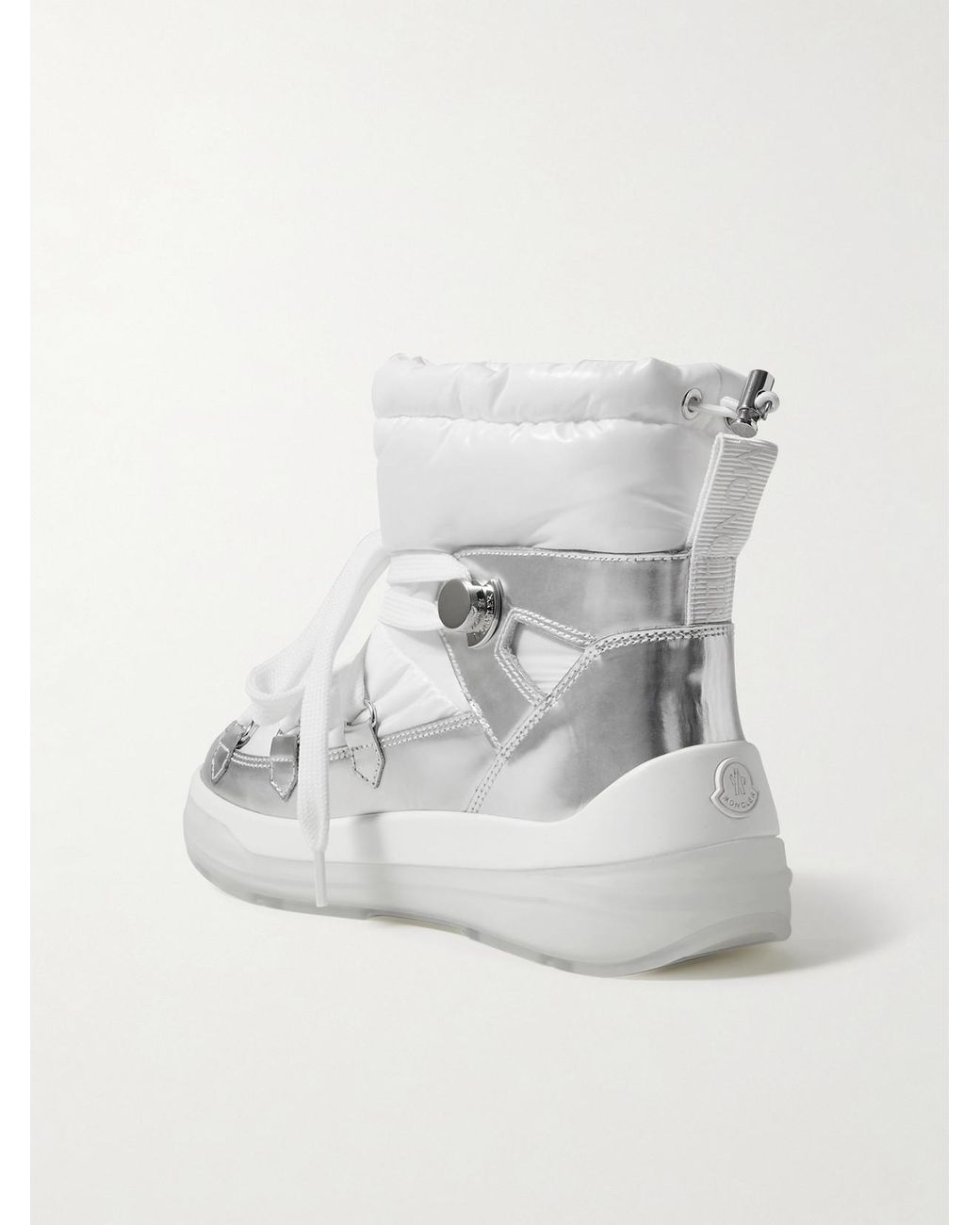 Moncler Gray Insolux Metallic Leather And Padded Shell Ankle Boots
