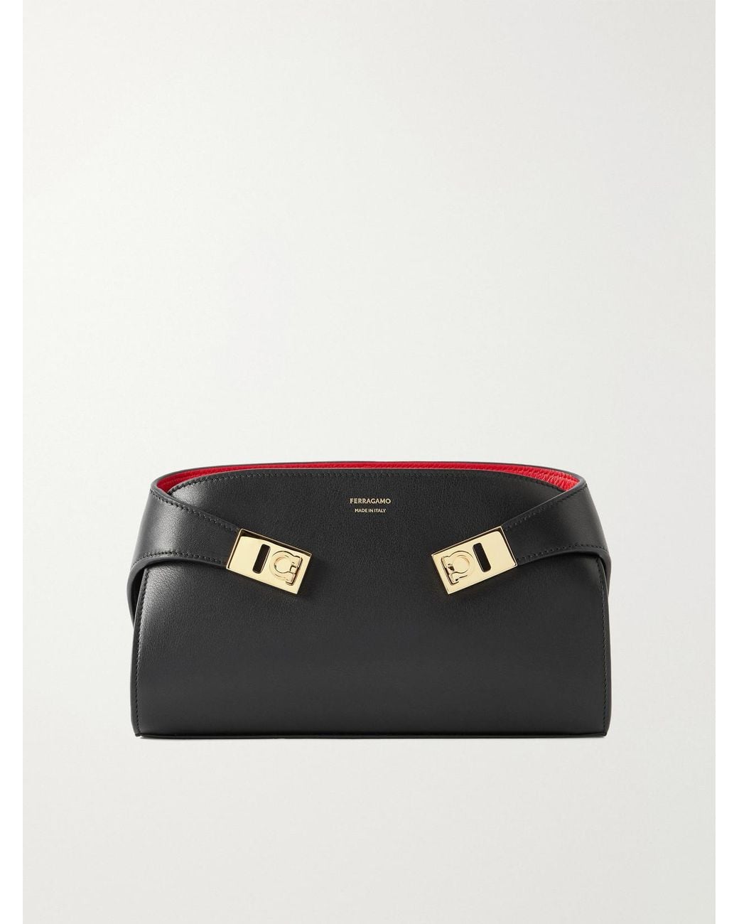 Ferragamo Black Hug Embellished Textured-Leather Shoulder Bag