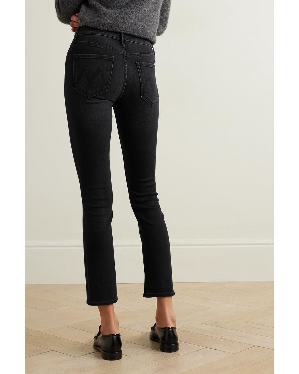 Mother Black The Mid Rise Dazzler Ankle Slim-Fit Jeans