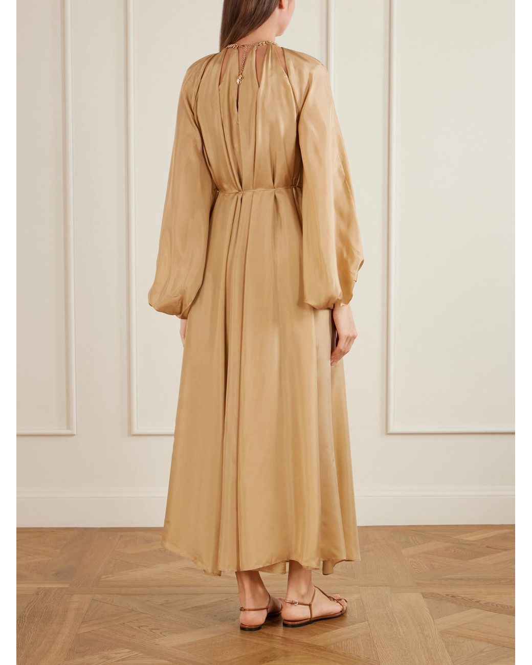 Zimmermann Natural Mahon Embellished Silk Maxi Dress