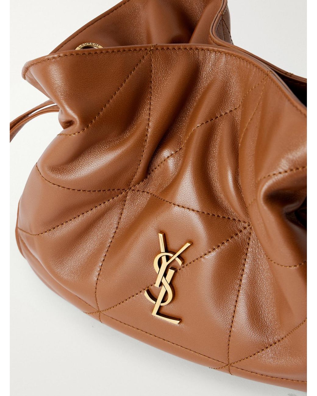 Saint Laurent Brown Jamie Cassandre-Embellished Quilted Leather Shoulder Bag