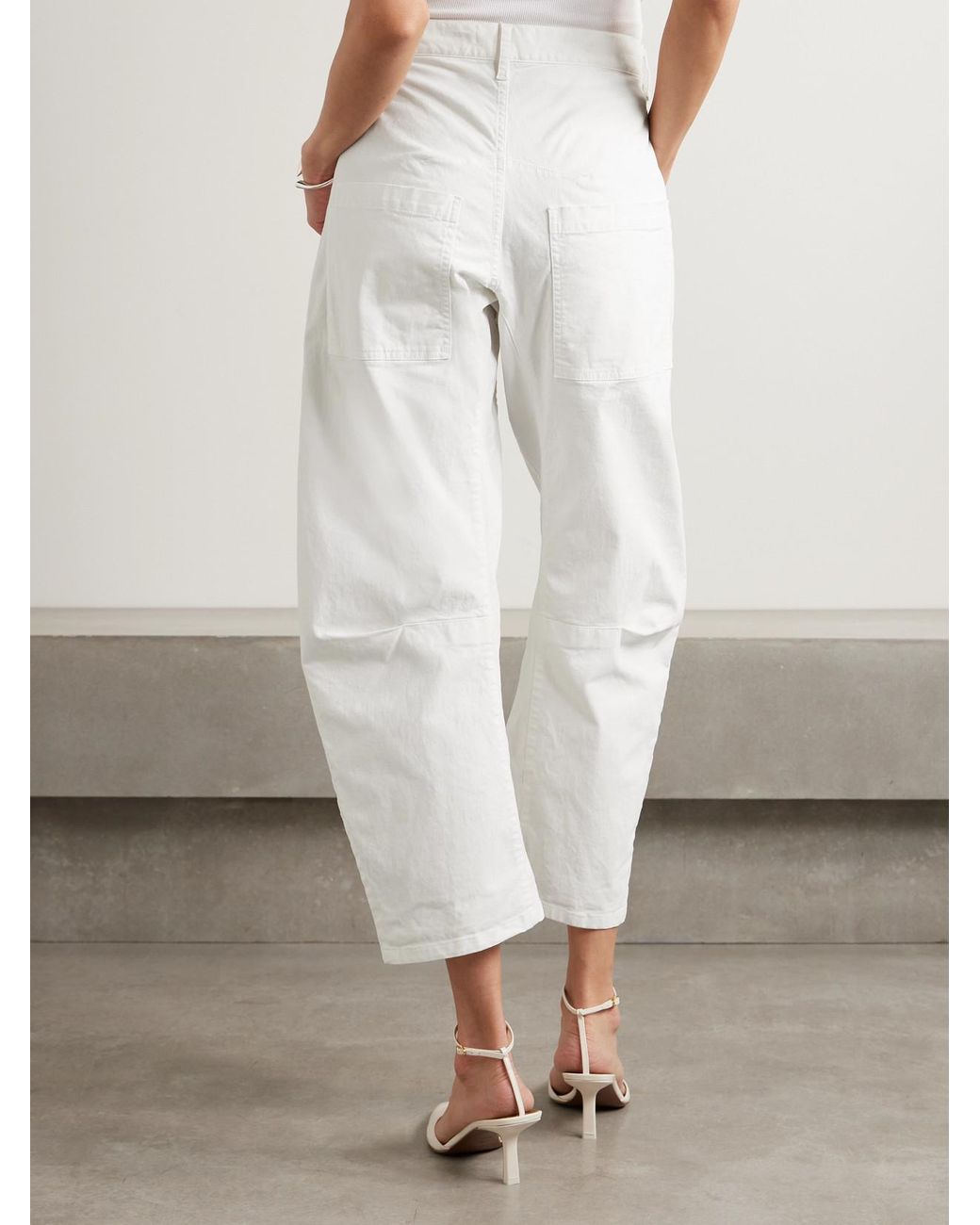 Nili Lotan White Shon Cotton-Blend Twill Tapered Pants