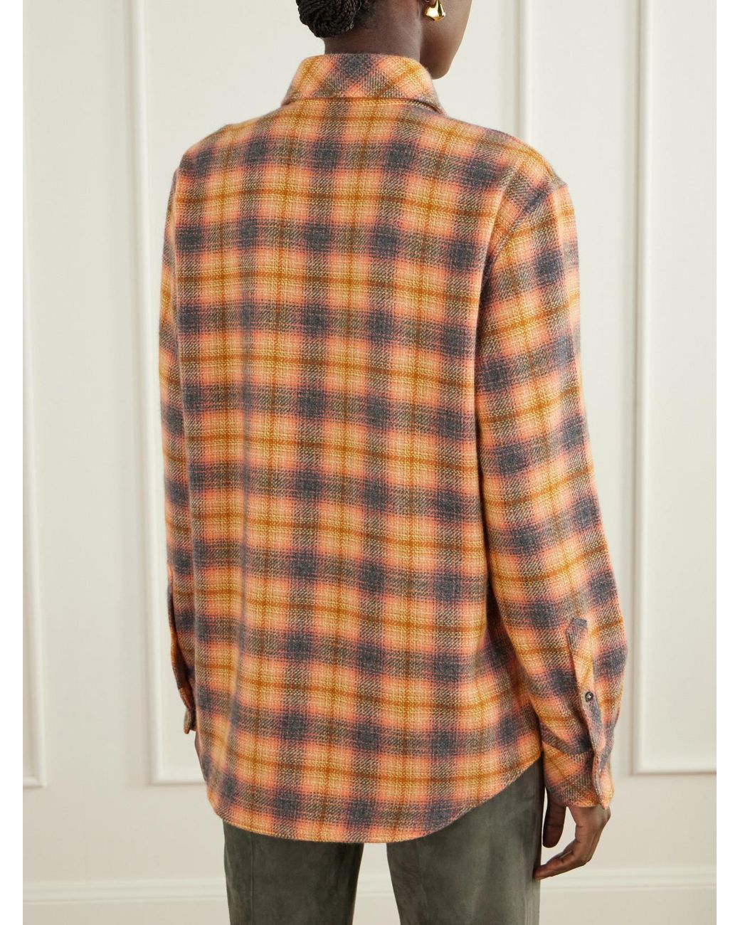 God's True Cashmere Orange Checked Cashmere Shirt
