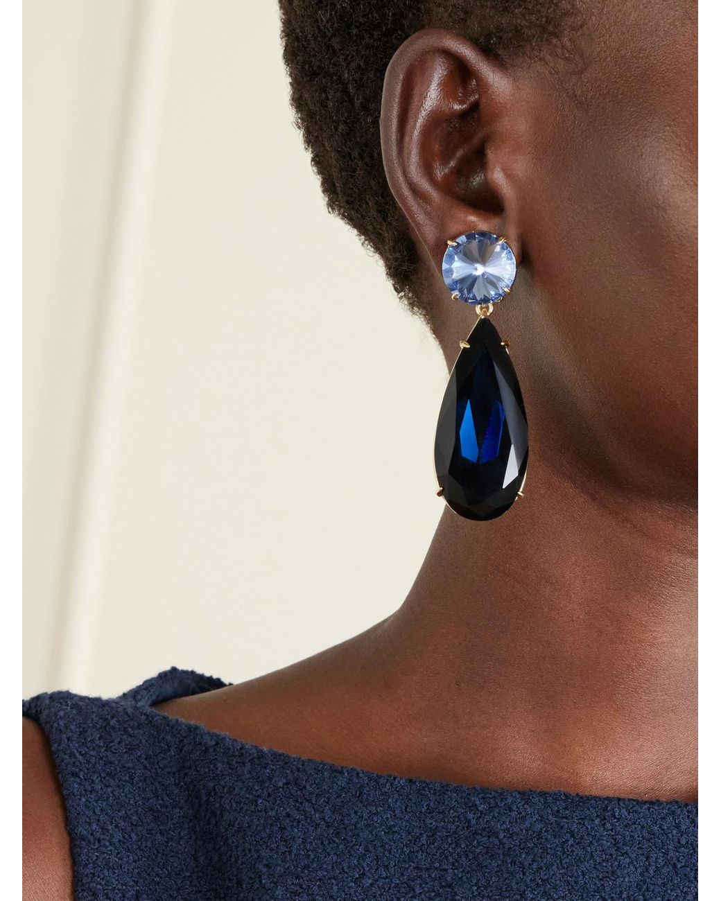 Carolina Herrera Blue Tone Crystal Earrings