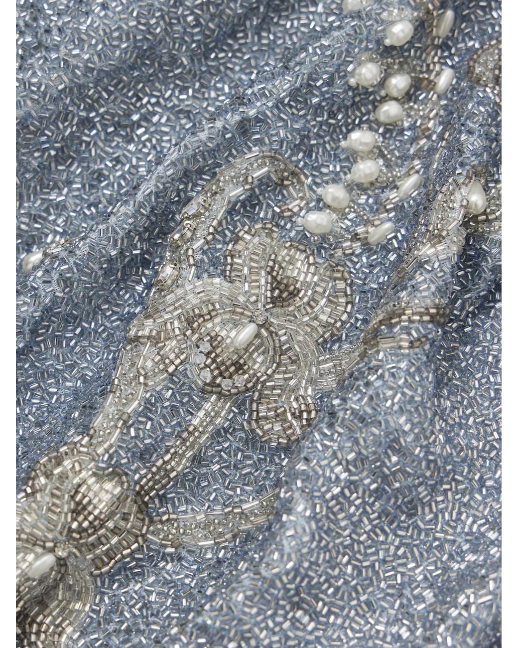 Clio Peppiatt White Iris Embellished Stretch-Mesh Gown
