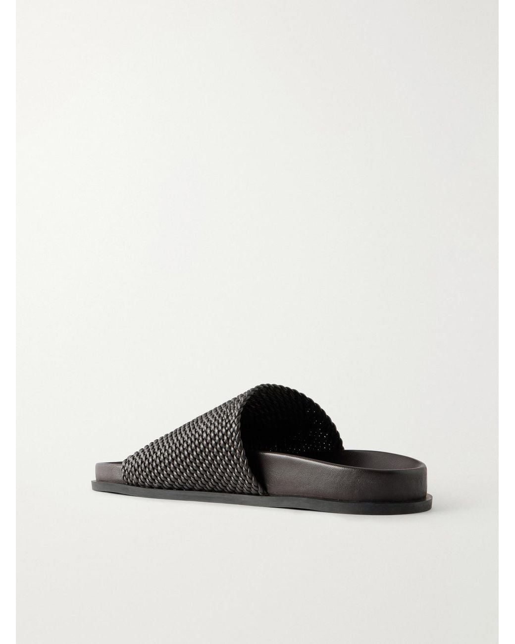 A.Emery Black Luca Woven Leather Slides