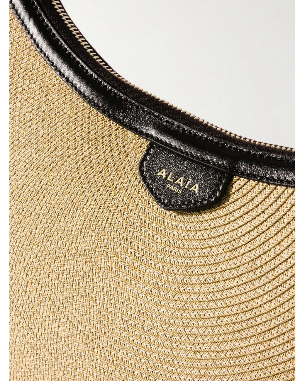 Alaïa Natural Demi Leather-Trimmed Raffia Shoulder Bag