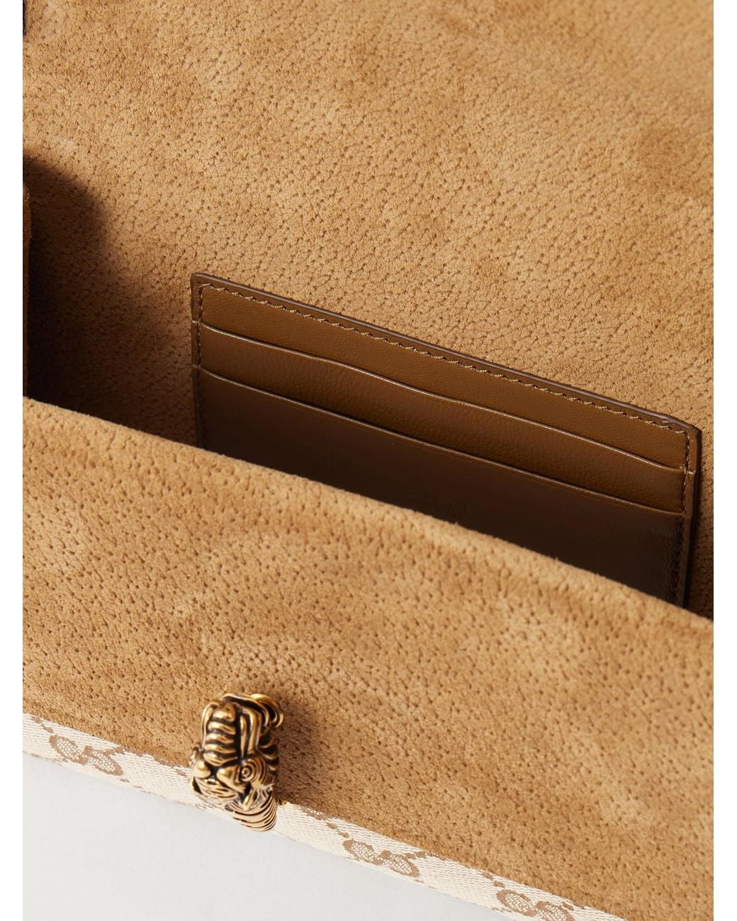 Gucci Natural Dionysus Leather-Trimmed Canvas-Jacquard Shoulder Bag