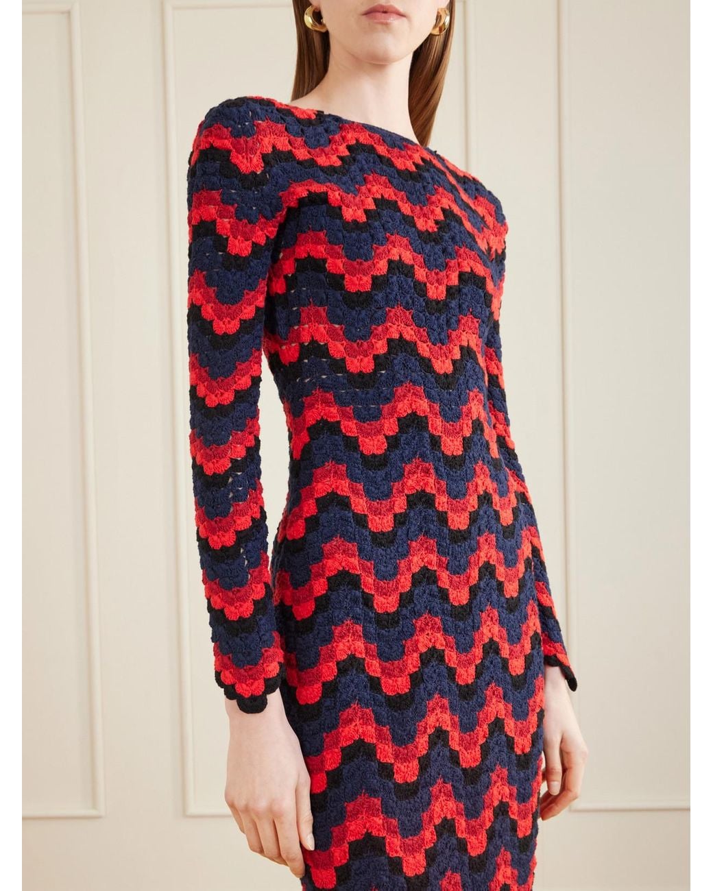 Escvdo Red Ursula Crocheted Cotton Maxi Dress
