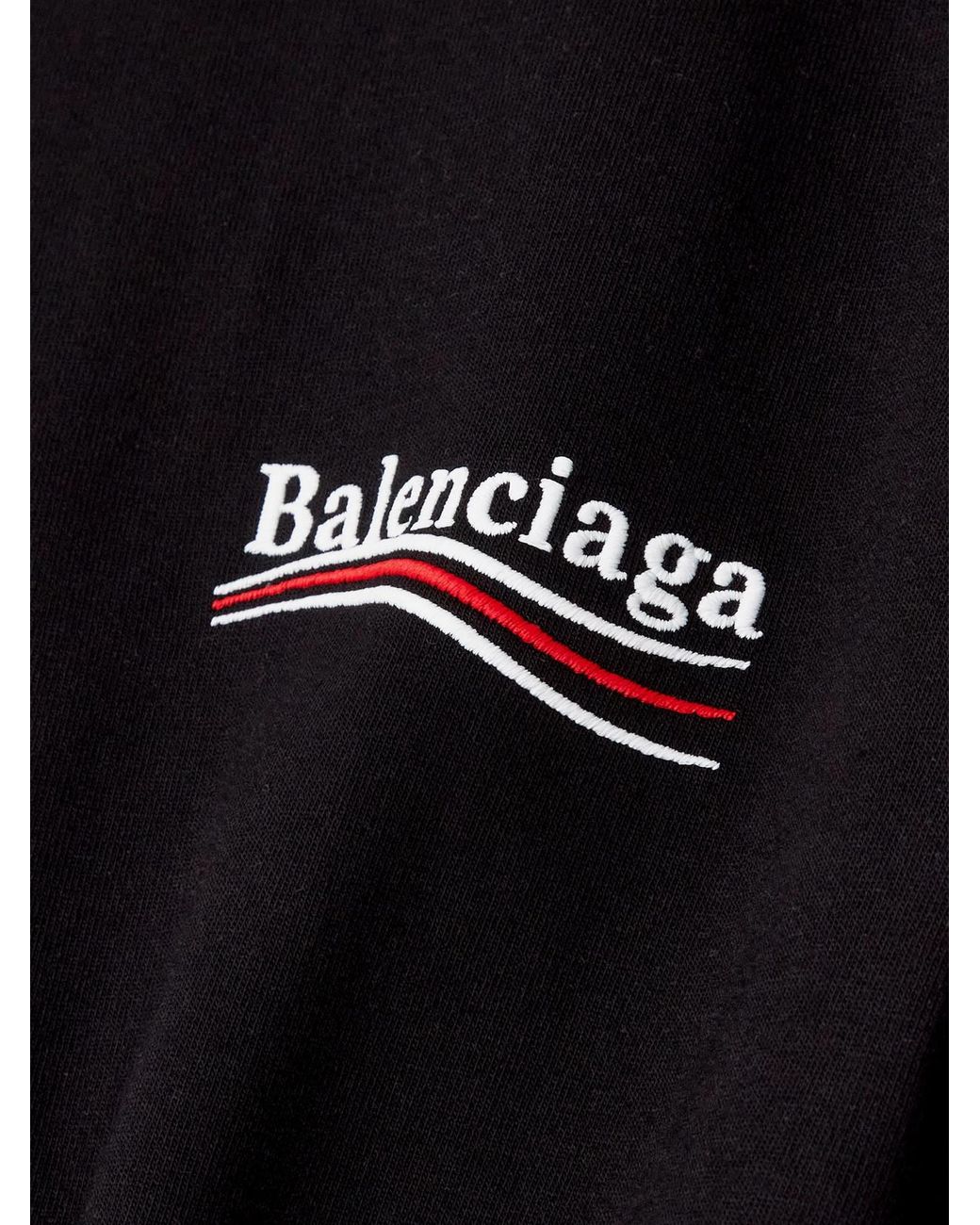 Balenciaga Black Oversized Embroidered Cotton-Jersey T-Shirt