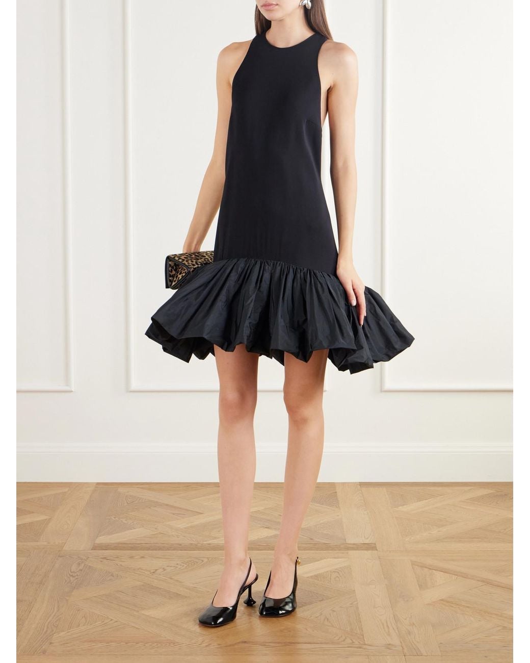 Stella McCartney Blue Taffeta-Trimmed Cady Peplum Mini Dress