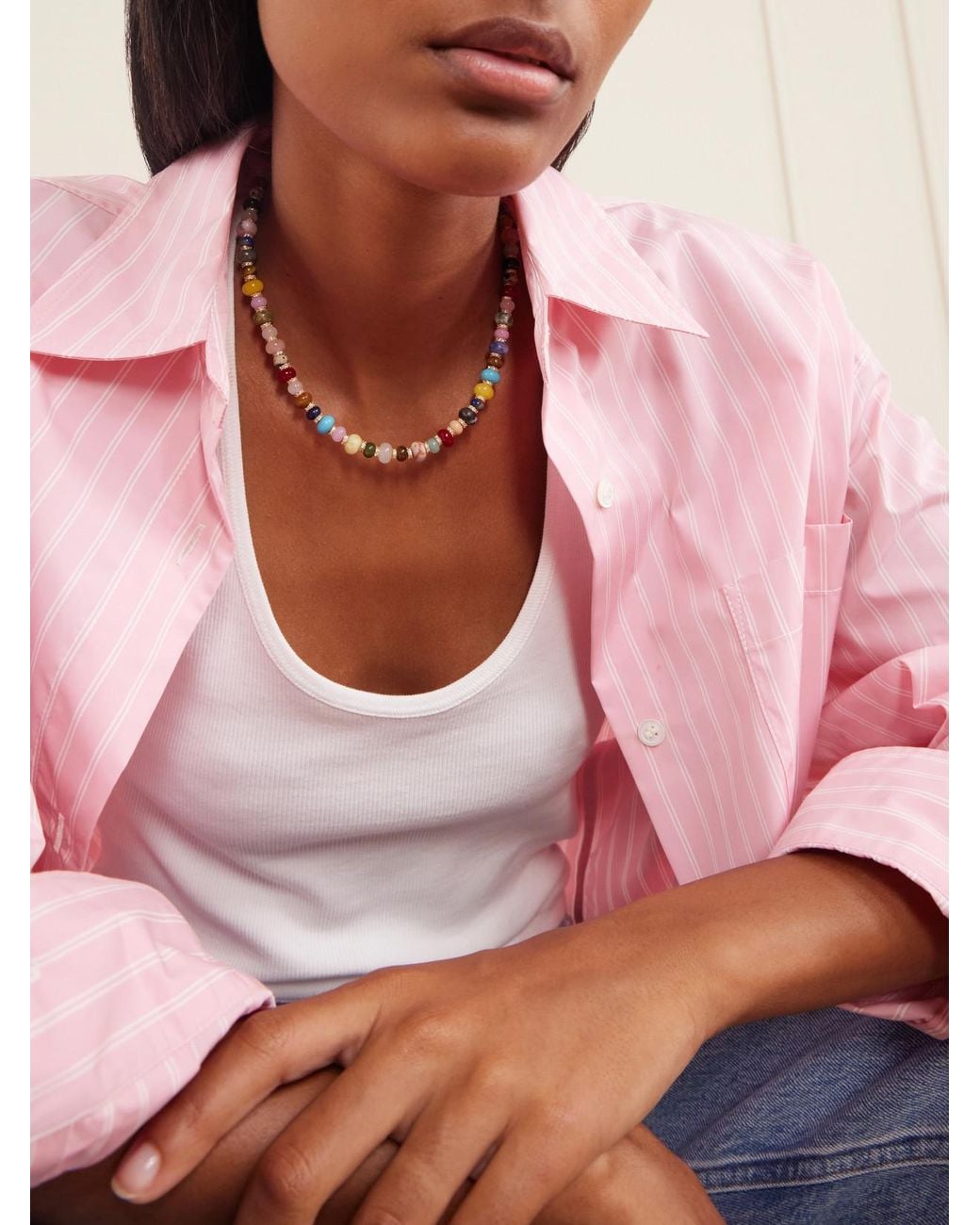 Joolz by Martha Calvo Natural Gemstones And Crystals-Toned Beaded Necklace