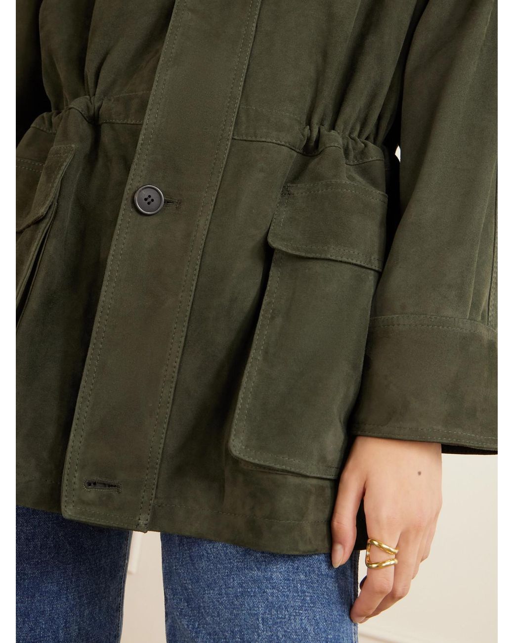 Arma Green Maeve Paneled Suede Jacket