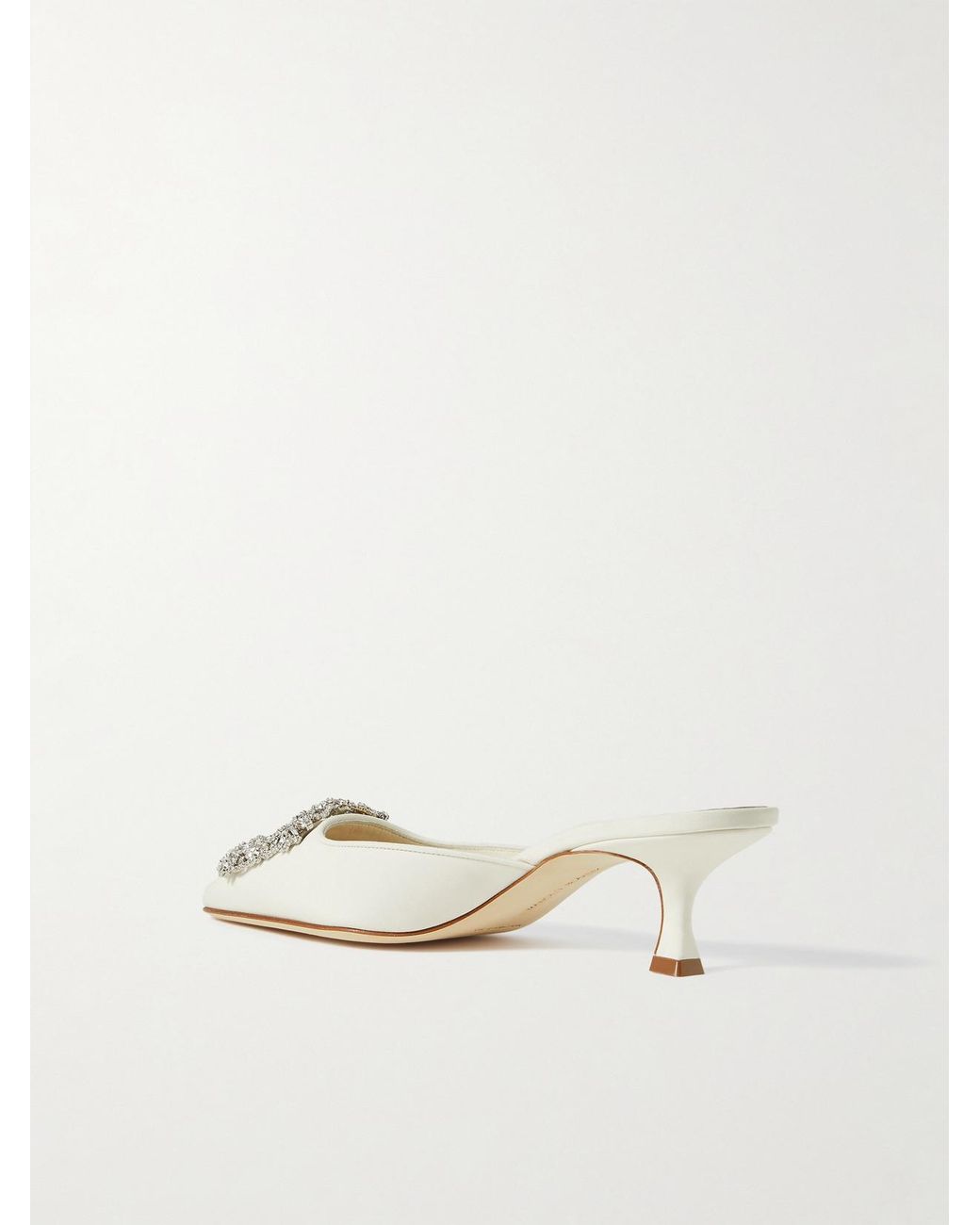 Manolo Blahnik Natural Maysale 50 Buckled Crepe De Chine Mules