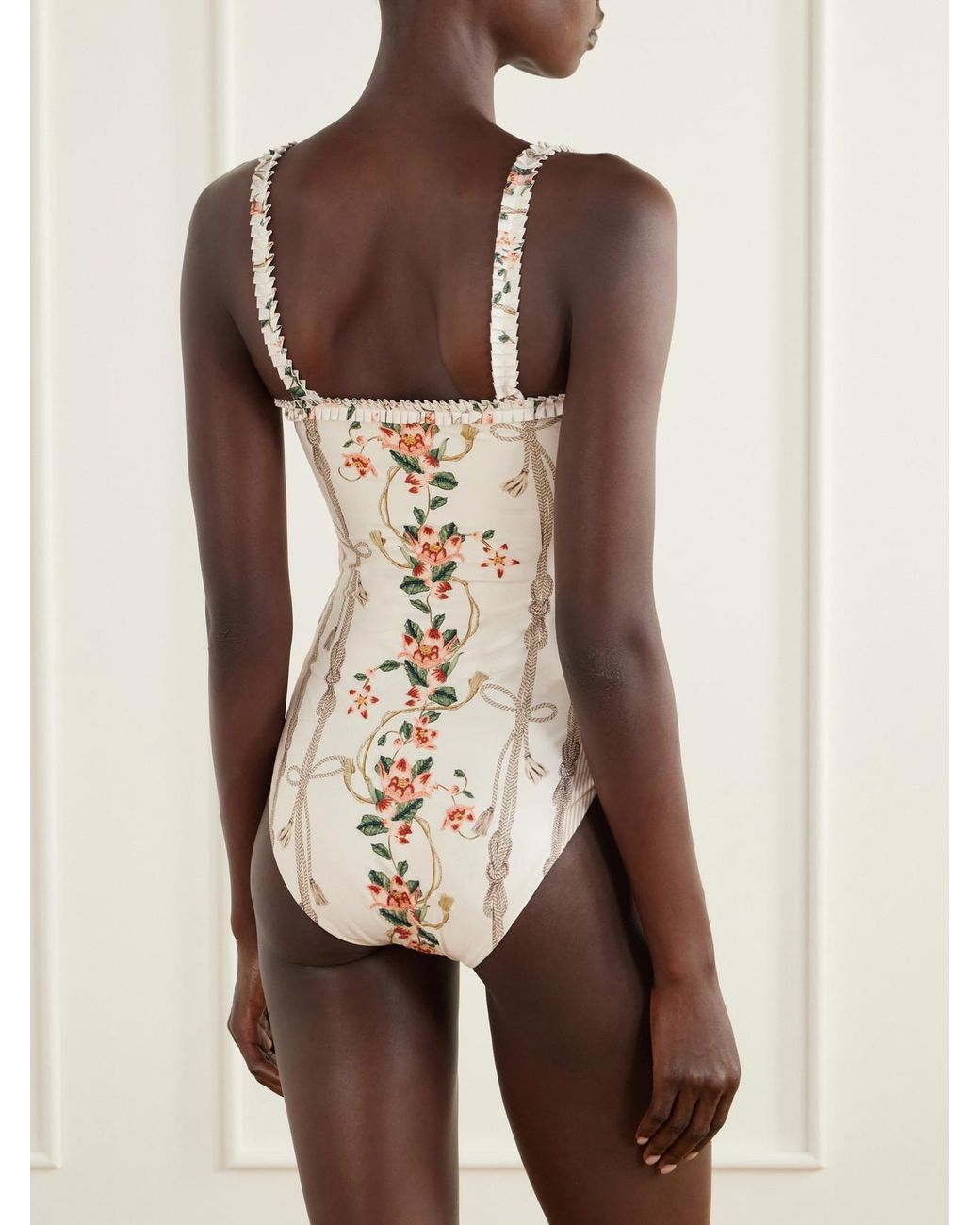 Agua Bendita White Limón Navegante Floral-Embroidered Recycled-Blend Swimsuit