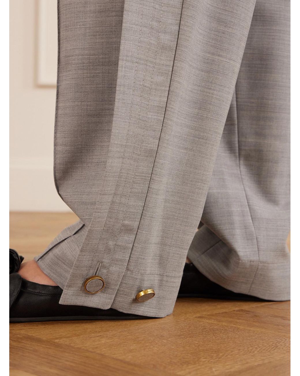 Zimmermann Gray Valiant Pleated Wool-Blend Twill Tapered Pants
